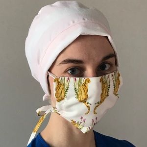 Striped surgical scrub cap handmade